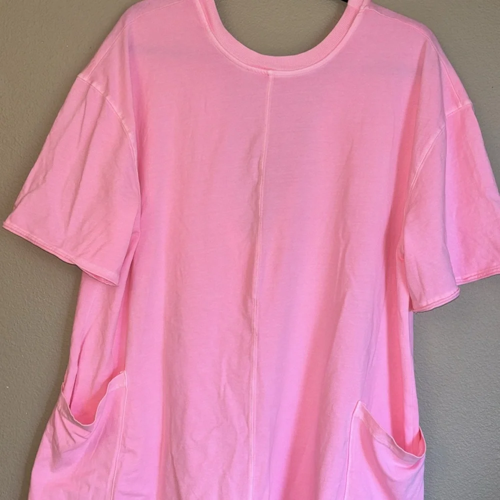 ❌SOLD!❌ NEW! FREE PEOPLE MOVEMENT MEDIUM Hot Shot Tee Romper PINK LEMONADE Short - Picture 7 of 17